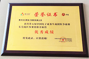 兄辉电子之电子商务团队荣誉证书